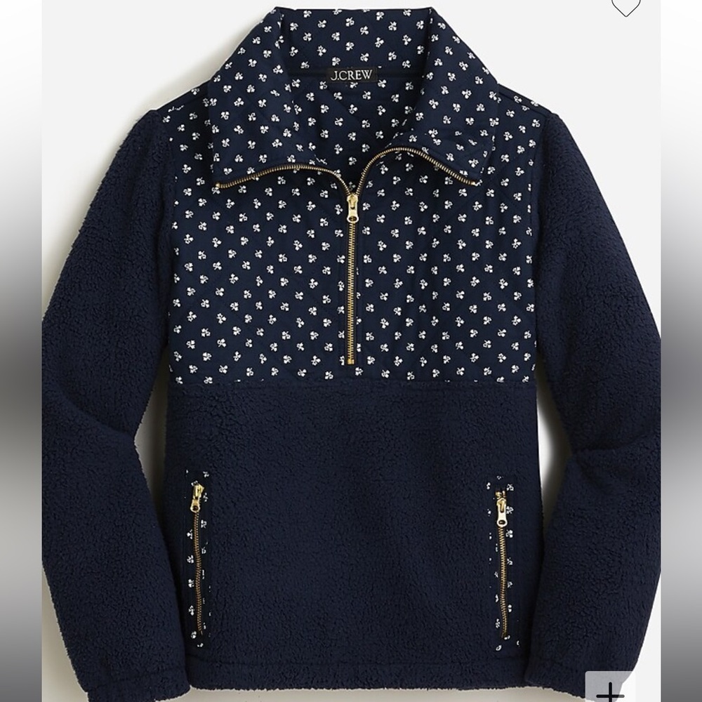 J. Crew Quilted Sherpa Fleece Half Zip